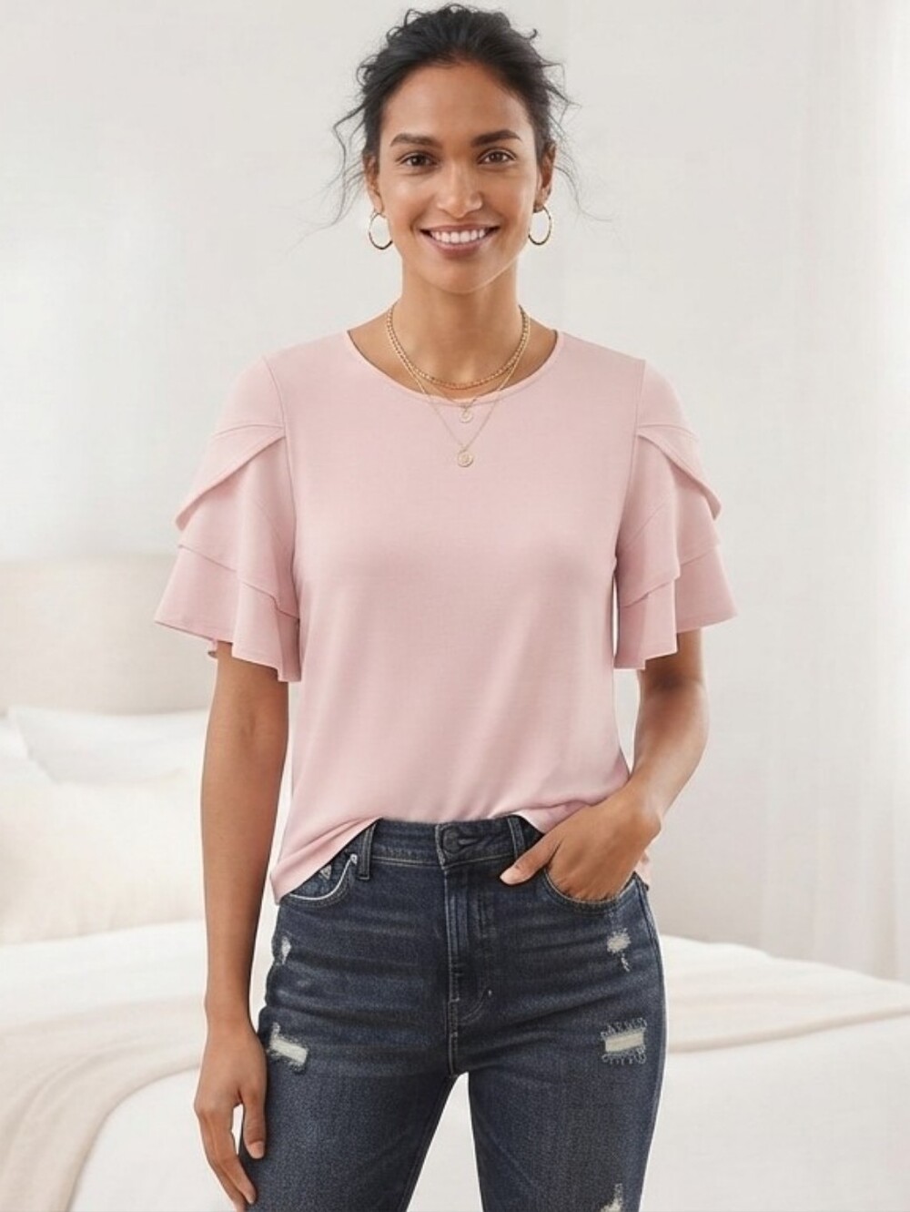 Banana Republic Blush Pink Flared Sleeve Blouse